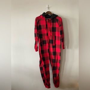PINK onesie plaid red pjs